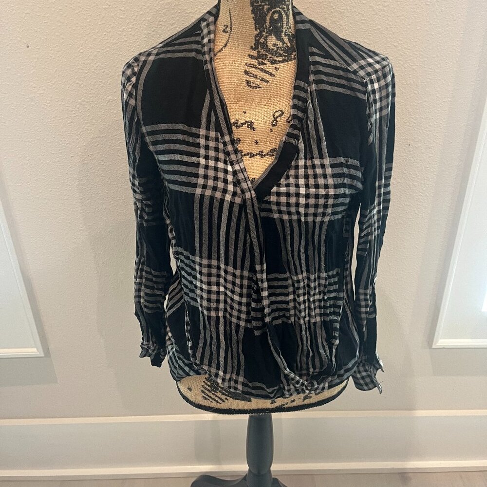 Black and White Plaid Blouse - Single Thread